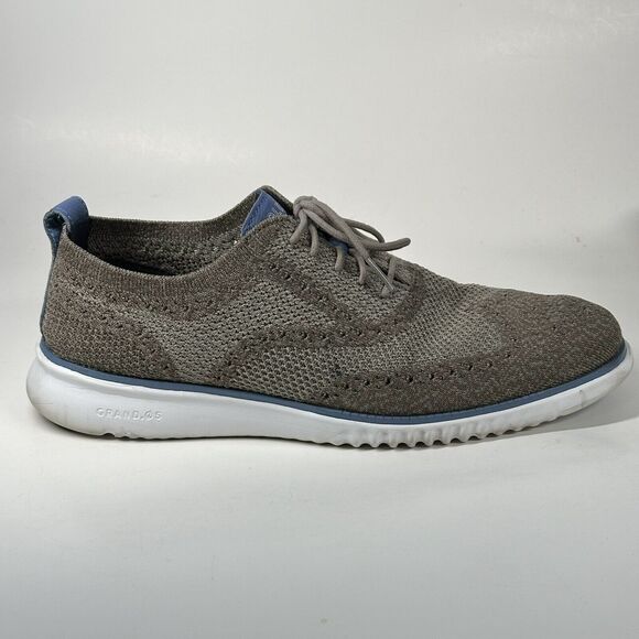 Cole Haan Shoes Mens Size 9.5 2.ZeroGrand Stitchlite Grey Wingtip Oxfords C26927 - Picture 9 of 15